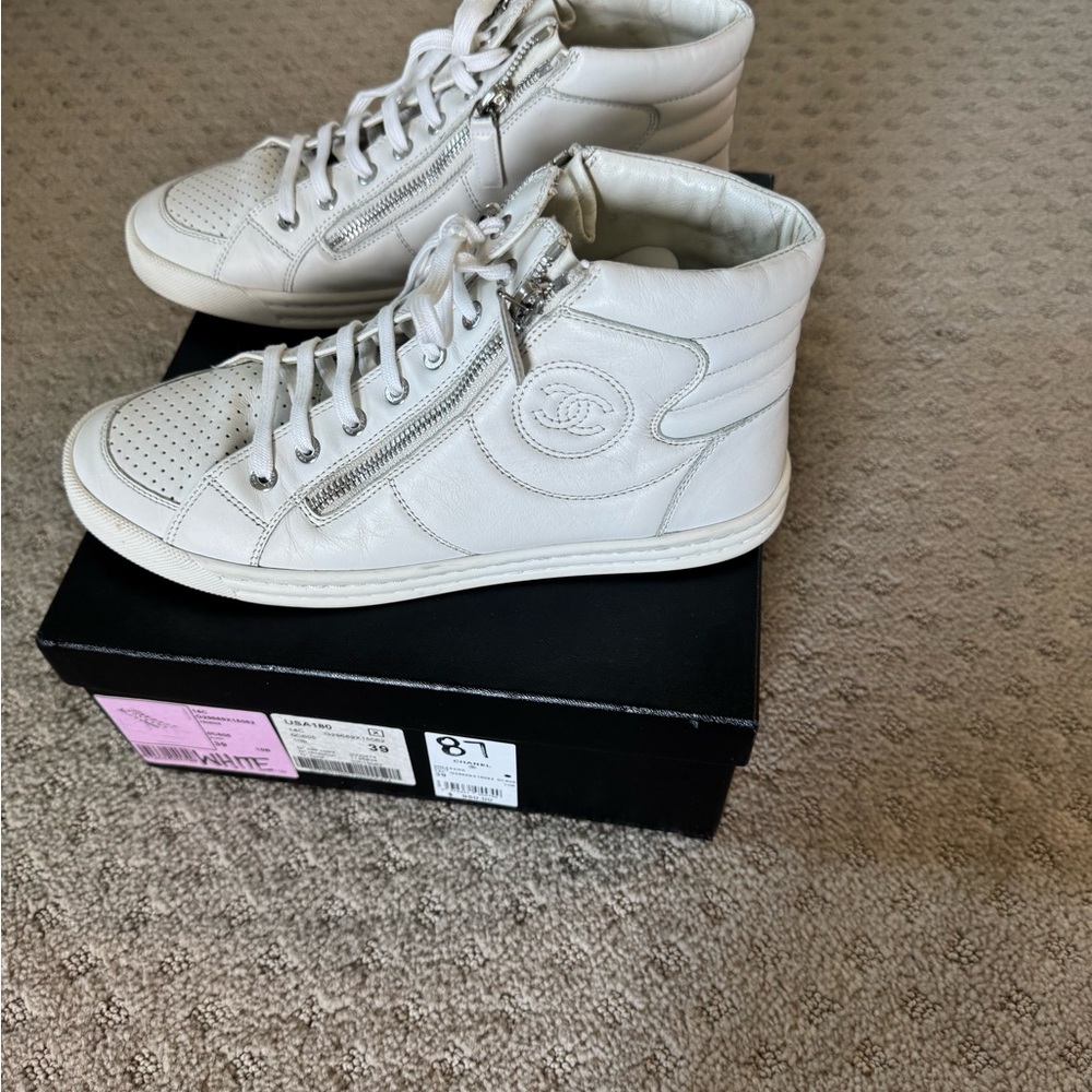 Chanel White High-Top Sneakers